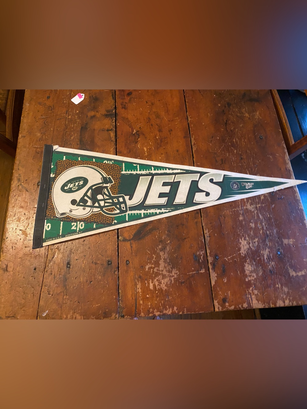 Wincraft Cream & Tan Felt Pennant with Tag JETS